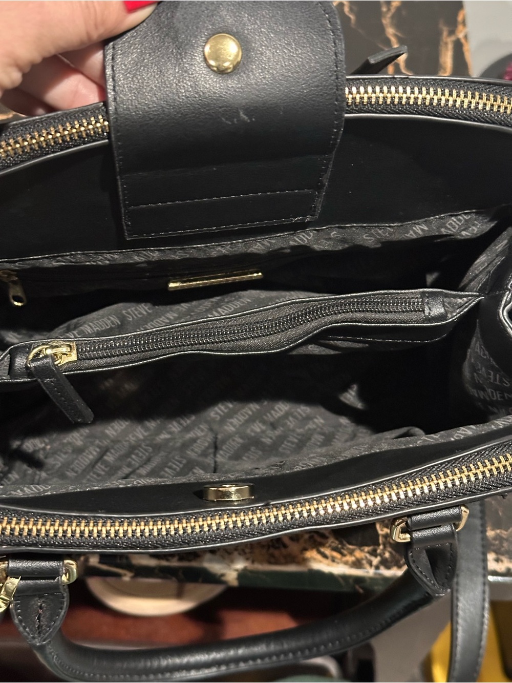 Steve Madden Black Dome Satchel with Gold Hardware - Picture 7 of 10
